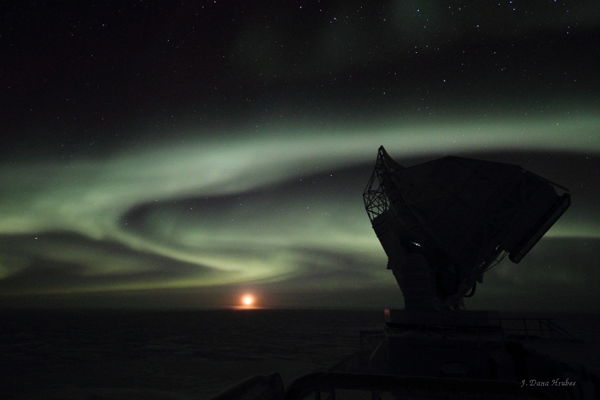 rising moon, aurora, and SPT